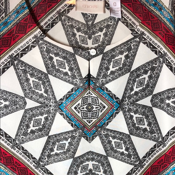 ๐ฌ FINAL MARKDOWN! CHICOโS Scarf Print Slit Shoulder Poncho, 0 = S/M - Picture 3 of 8